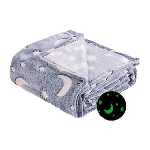 Patura Fosforescenta, Flippy, Moale, Pufoasa, Lumineaza in Intuneric, 1.5×2 m, Model Cer Instelat, Gri