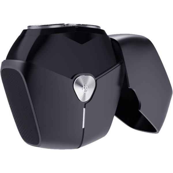 Aparat de Ras Portabil, Flippy, 8W, Autonomie 60 min, Incarcare Cablu Type C Inclus, Periuta de Curatare, Husa, Reincarcabil, 7.3×7.5×3.3 cm, Negru