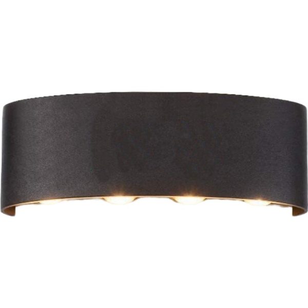 Aplica pentru Perete, Flippy, Interior/Exterior, Rezistenta la Umezeala, 8 W, Aluminiu, Negru, 22×8 cm