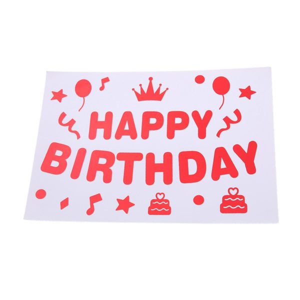 Sticker Autocolant pentru Baloane, Flippy, Tematica Aniversare, Model Happy Birthday, 29×21 cm, Rosu