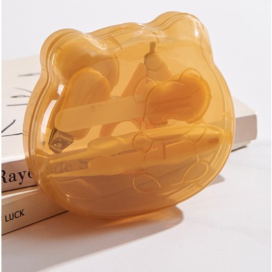 Set Ingrijire Unghii pentru Bebelusi, Flippy, Cutie de Depozitare in Forma de Ursulet, 10 x 9.5 cm, Galben