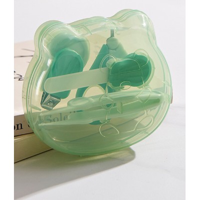 Set Ingrijire Unghii pentru Bebelusi, Flippy, Cutie de Depozitare in Forma de Ursulet, 10 x 9.5 cm, Verde