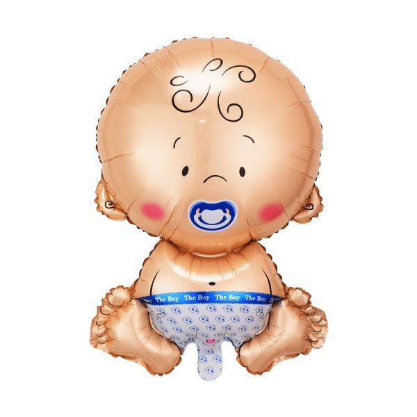 Balon din Folie Metalizata, Flippy, Figurina Baietel, Tema Botez, 73×48 cm, Ambalaj Individual, Pai Inclus, Umflare cu Aer sau Heliu, Albastru