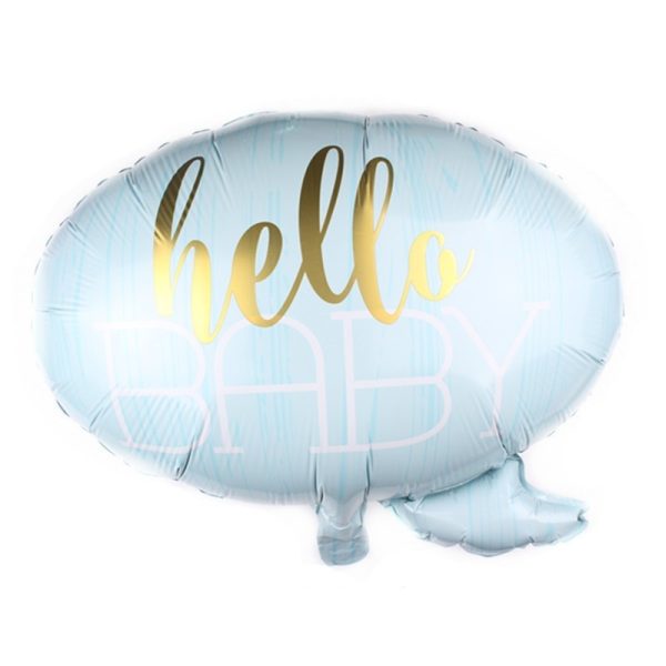 Balon din Folie Metalizata, Flippy, Figurina Norisor, Tema Hello Baby , 59×50 cm, Ambalaj Individual, Pai Inclus, Umflare cu Aer sau Heliu, Albastru