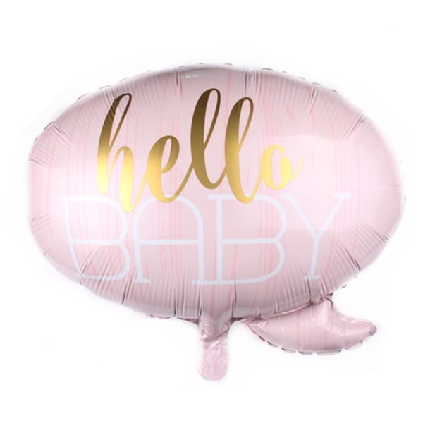 Balon din Folie Metalizata, Flippy, Figurina Norisor, Tema Hello Baby , 59×50 cm, Ambalaj Individual, Pai Inclus, Umflare cu Aer sau Heliu, Roz