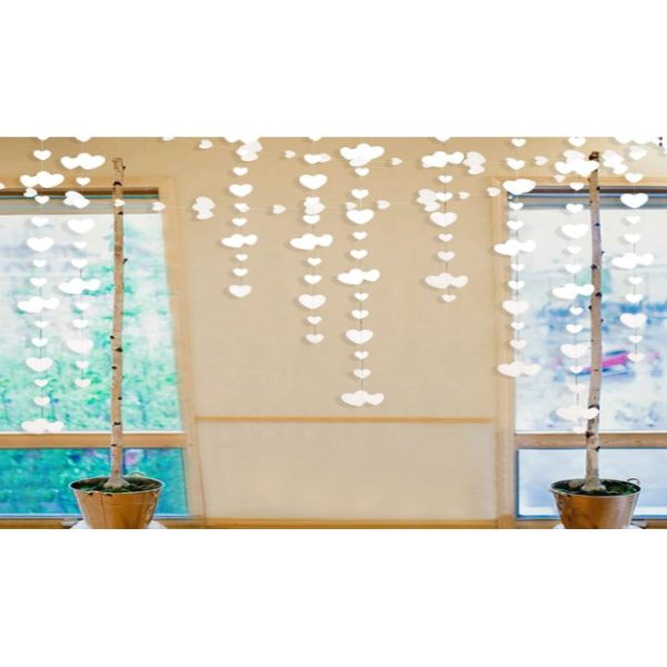 Banner cu Inimioare, Flippy, Tip Franjuri, 4 m, Rola de Ata Inclusa, Alb