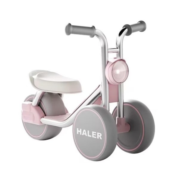 Tricicleta pentru Copii, Flippy, Exercitiu de Echilibru, pentru 1-6 Ani, Lumina LED, Fara Pedale, din Plastic, Roti 7.8 cm, Greutate Portanta 50 kg, 43 x 58 x 35 cm, Roz