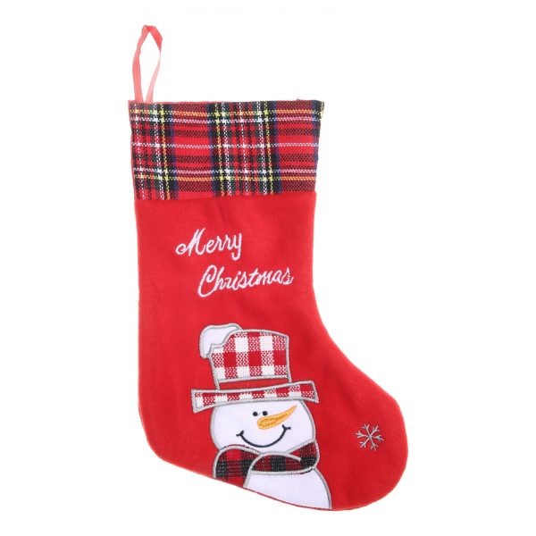 Ciorap Cadouri, culoare rosie, imprimeu om de zapada,marimea 15×30 cm, Flippy