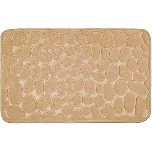 Covoras pentru Baie Antiderapant, Flippy, Uscare Rapida, Model 3D Piatra, 40×60 cm, Bej