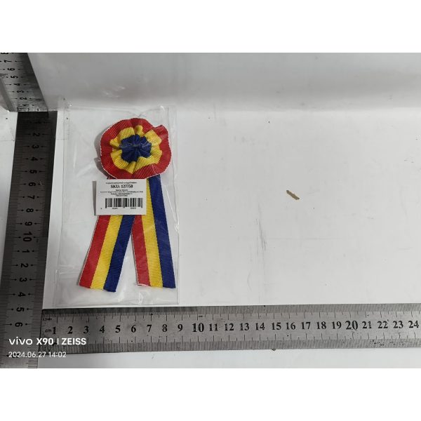 Insigna Textila tip Coarda, Flippy, Insigna Drapelul Romaniei, din Material Textil, 5.3 cm, insigna Tricolorul Romaniei, Multicolor