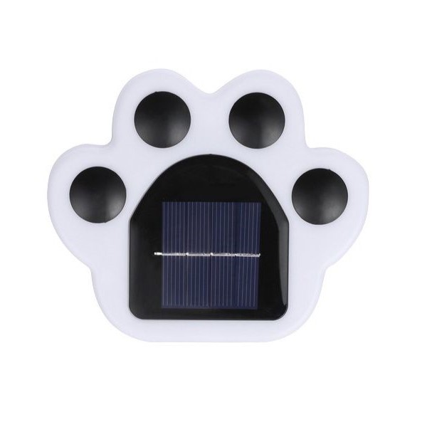 Set 4 Lampi Solare Led pentru Gradina, Flippy, Model Laba de Urs, 14 x 13 x 3 cm, Buton On-Off, Alb cald, Negru/Alb