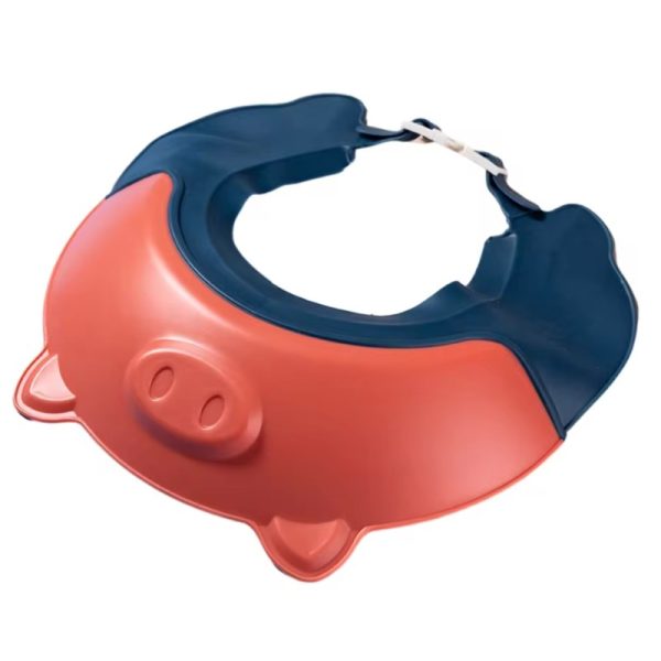 Viziera de Protectie Baie Pentru Copii, Fippy, Model Purcelus, Dimensiune ajustabila, Durabil, Usor de curatat, Impotriva Samponului, pentru Ochi si Urechi, TPE+PP, 23×23 cm, Rosu