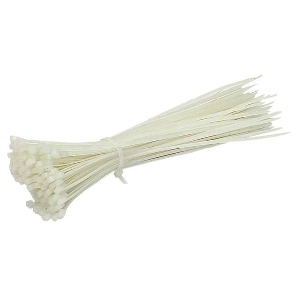 Set 100 Buc Soricei – Coliere de plastic, 100 mm x 3 mm, poliamida, Alb, Flippy