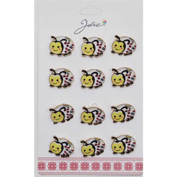 Set 12 Brose Martisor pentru Copii, Jolie, Model Buburuza, Galbena