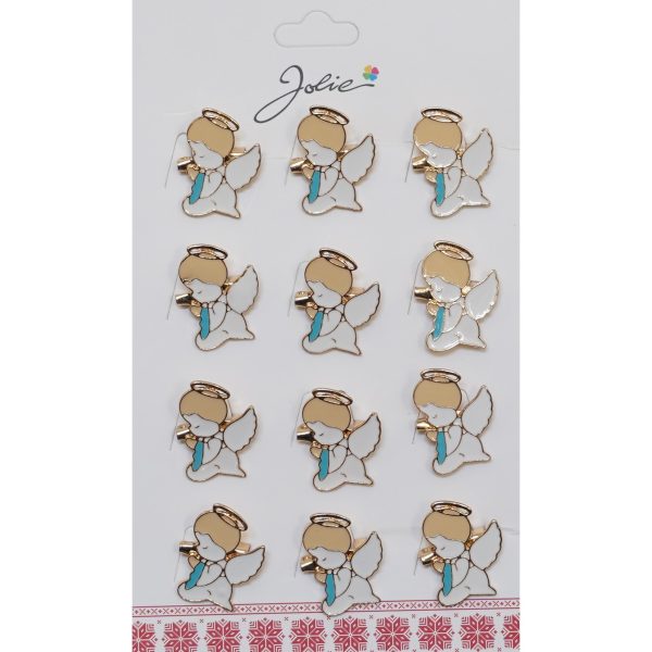 Set 12 Brose Martisor pentru Copii, Jolie, Model Ingeras, Alb