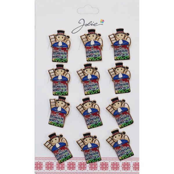 Brose Martisor Primavara, Jolie, Set 12 Bucati, Model Cosar cu Mesaj Primavara, Brosa din Metal, 3 x 2 cm per Bucata, Multicolor