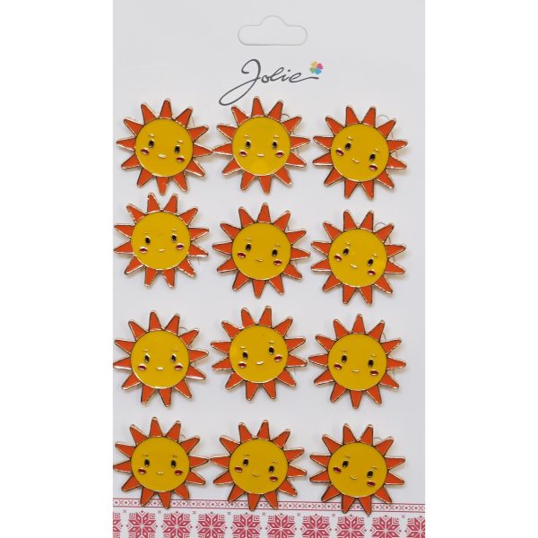 Set 12 Brose Martisor pentru Copii, Jolie, Model Soare, Galben