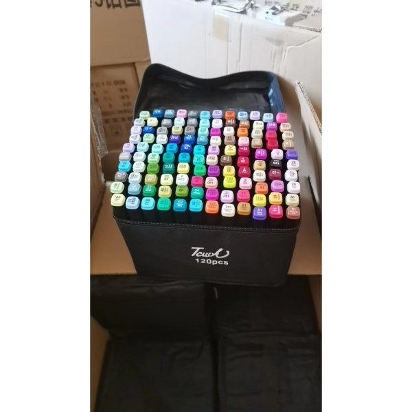 Markere cu Alcool Touch Room, Flippy, Paleta mare Set de 120+ de Culori, Capat Lat si Capat Precis, Geanta Inclusa, Multicolor