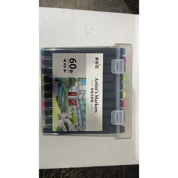 Set Cutie 60 Markere, Flippy, cu Alcool, Artist Markers, Cutie Plastic cu Maner, Multicolor