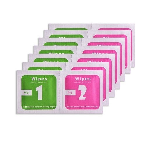 Set 300 Servetele Curatare Ecran, Flippy, Umed Cu Alcool si Uscat, 4 x 4 cm, Pentru Telefon si Tableta, Multicolor
