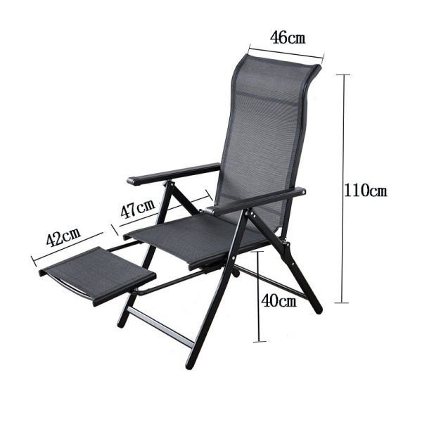 Scaun 2in1 de Gradina, Flippy, Sezlong, Suport Picioare, Pliabil, Cadru Metalic, Impermeabil, 47 x 110 x 46 cm, Negru