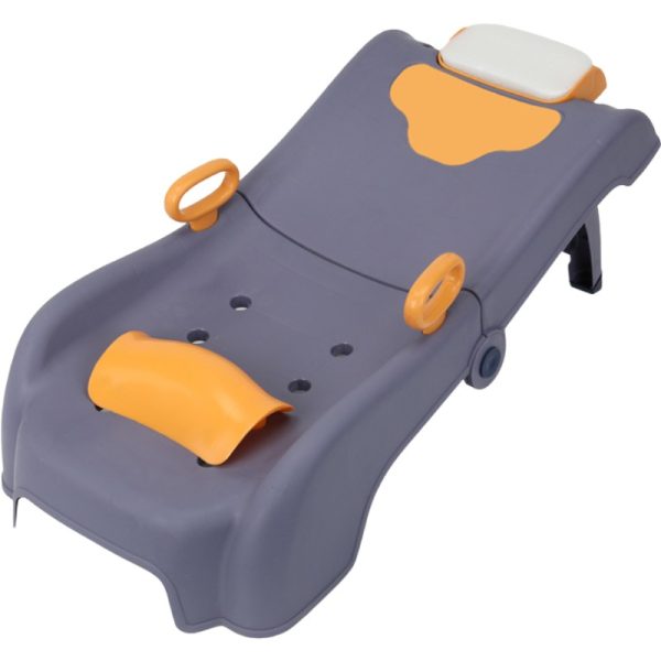 Suport Pliabil pentru Spalat Parul Flippy, Pentru Copii, 0 – 16 ani, cu Picioare Antialunecare, Material Polipropilena, Suport Cap Reglabil, cu Manere, 82 x 40 x 28 cm, Bleumarin