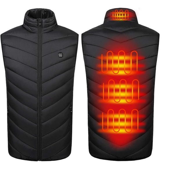 Vesta Inteligenta Incalzita, Flippy, Unisex, 2 Zone de Incalzire, Umplutura Bumbac, 3 Trepte de Temperatura, Incarcare USB, Negru, 65 – 75 kg, Marime XXL