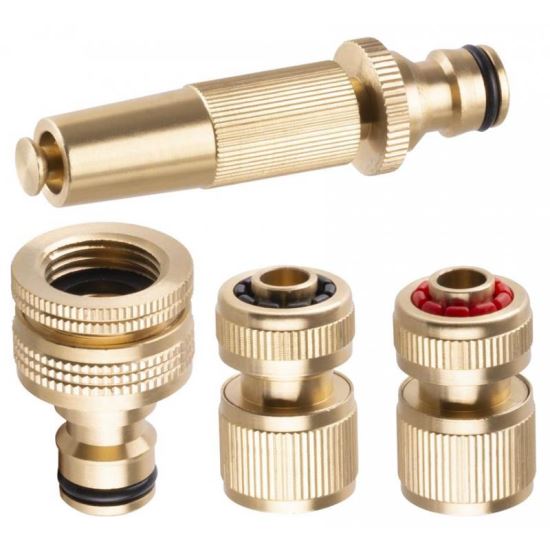 Set de stropit, duza furtun cu accesorii, 4 piese, alama, 3/4″, Strend Pro