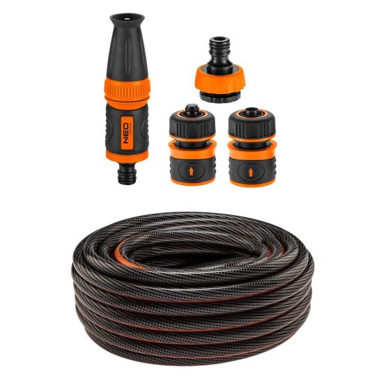 Furtun de gradina, antirasucire, 6 straturi, 30 m, cu duza si 3 accesorii, 1/2″, NEO