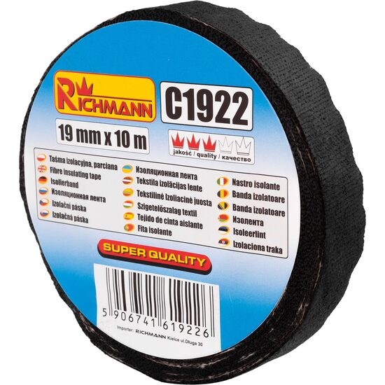 Banda izolat, 10 m x 19 mm, fibra neagra, RICHMANN