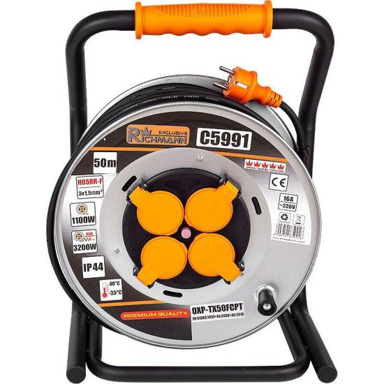 Prelungitor electric industrial, pe tambur, 16 A, 3×1.5 mm², IP44, 50 m, Richmann Exclusive