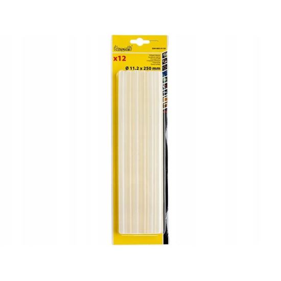 Baton silicon pentru pistol lipit, transparent, 12 buc, 11×250 mm