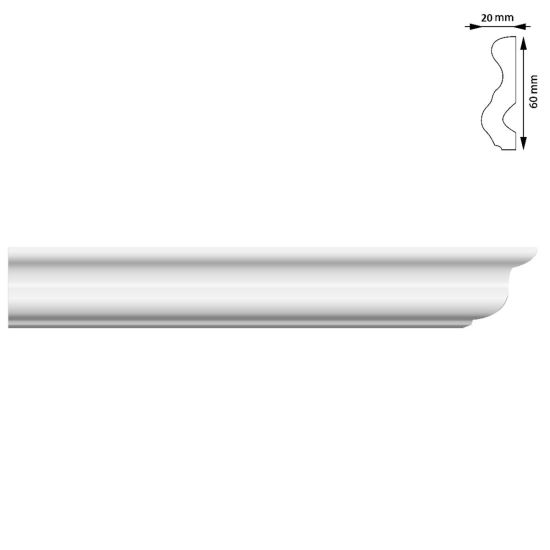 Bagheta linii, 60×20 mm, 2 m