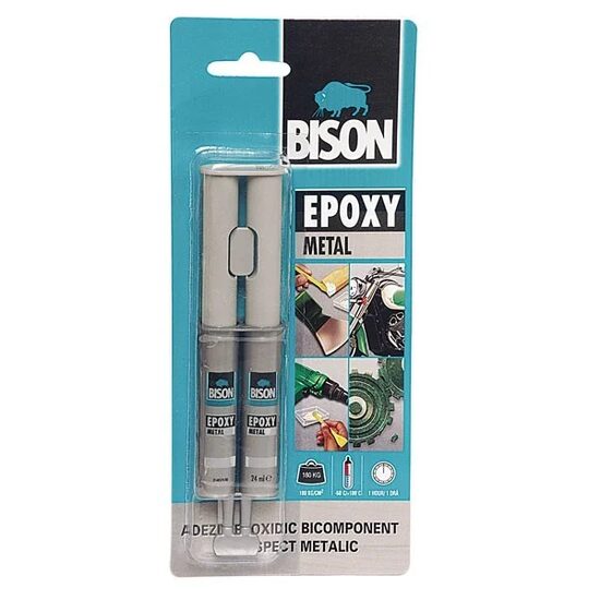 Adeziv bicomponent cu aspect metalic BISON Epoxy Metal, 2 x12ml