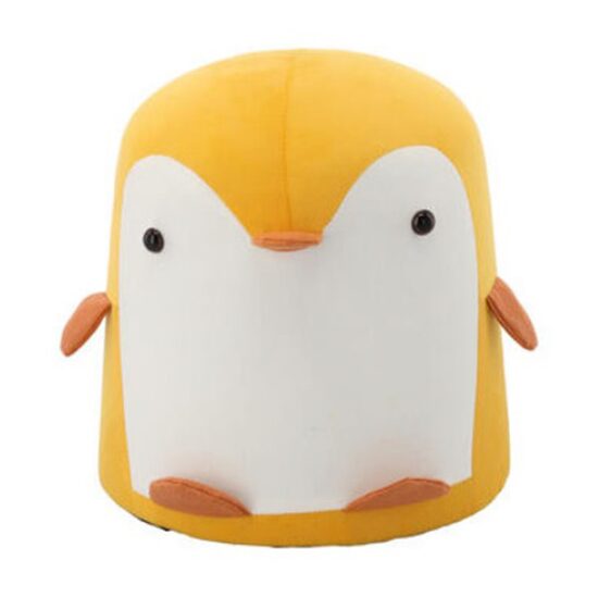 Taburet pentru copii, model pinguin, textil, lemn, galben si alb, max 50 kg, 28×34 cm, Chomik
