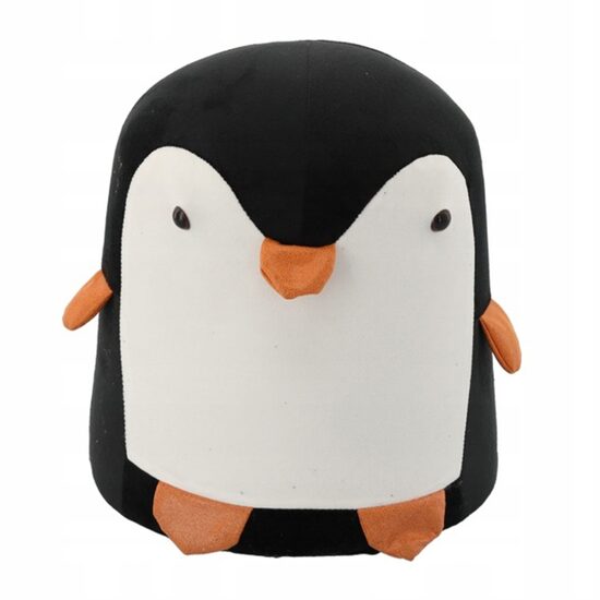 Taburet pentru copii, model pinguin, textil, lemn, negru si alb, max 50 kg, 28×34 cm, Chomik