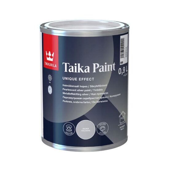  Vopsea  argintie cu efect perlat pentru interior, 900ml, TIKKURILA TAIKA