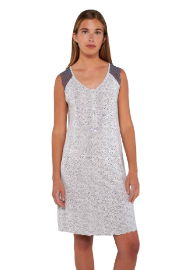 Cămașă de noapte damă din micromodal cu elastan, cu nasturi și detalii din dantelă – VAMP