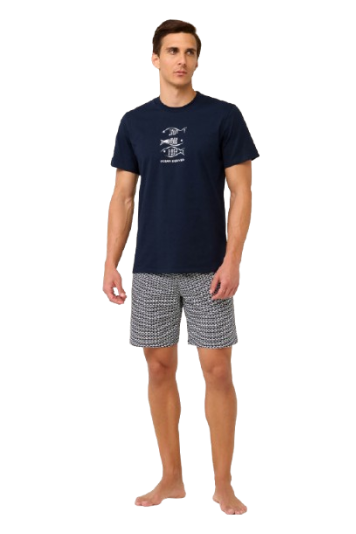 Pijama bărbați VAMP din bumbac 100%, tricou și pantaloni scurți